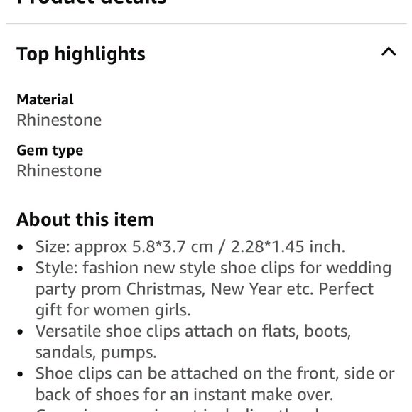 Gemstone Rhinestone Shoe Clips - Picture 3 of 10